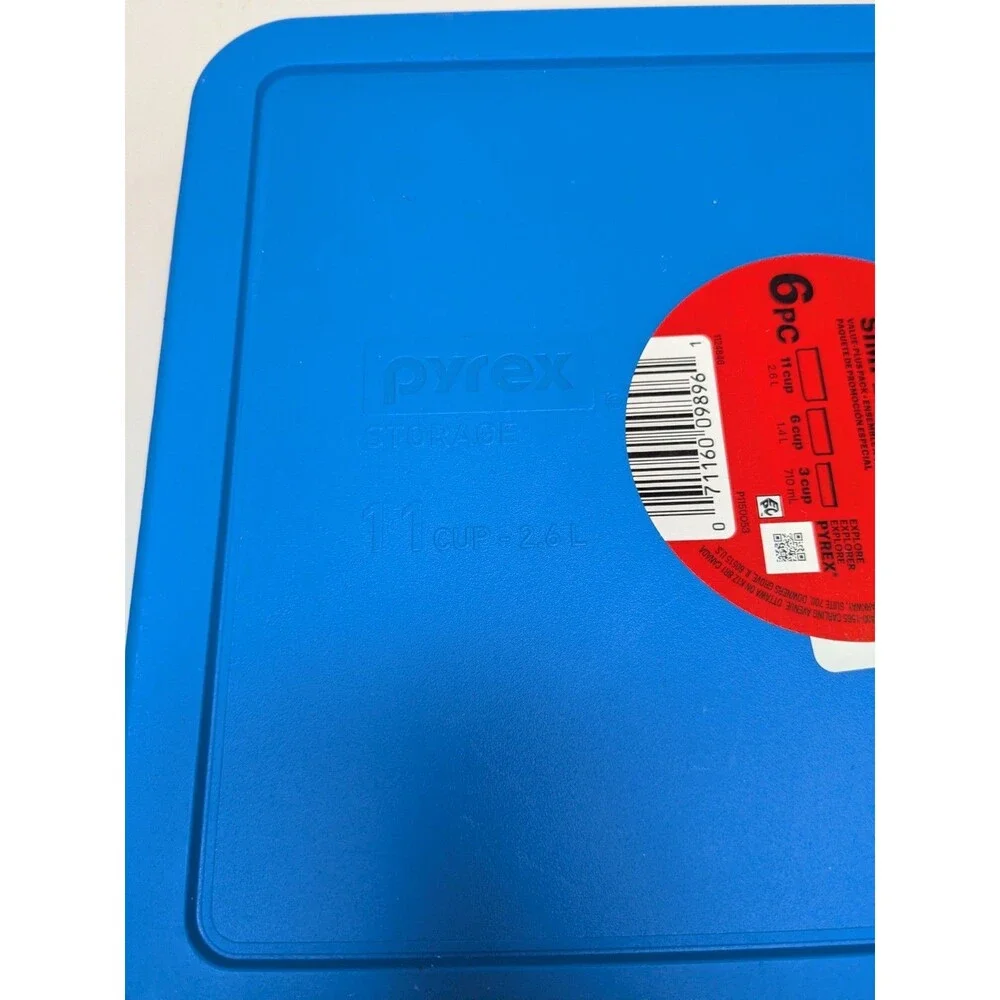 Pyrex Simply Store 11 Cup 2.6L Rectangular Glass Food Container Blue Lid 7212